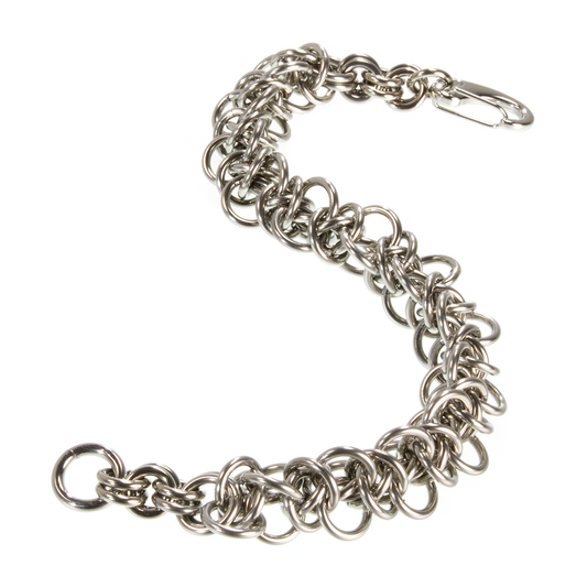 A steel triffids chainmaille bracelet.