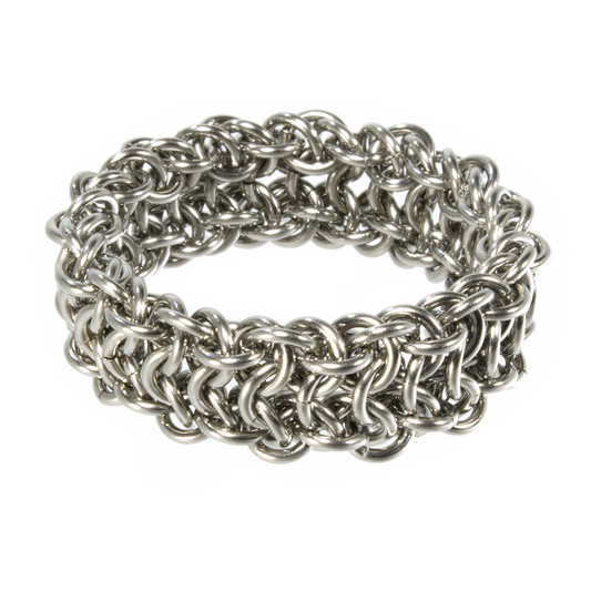 A steel european chainmaille ring.