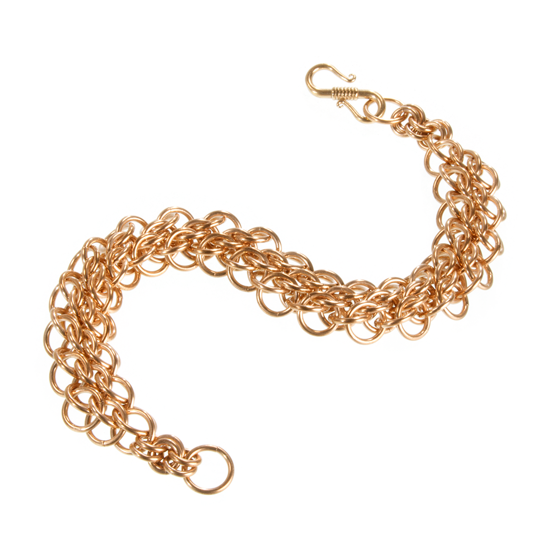 A bronze persian chainmaille bracelet.