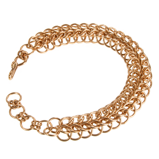 A bronze persian chainmaille bracelet.