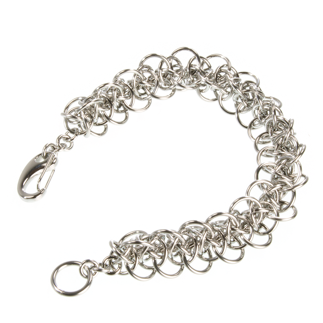 A steel triffids chainmaille bracelet.